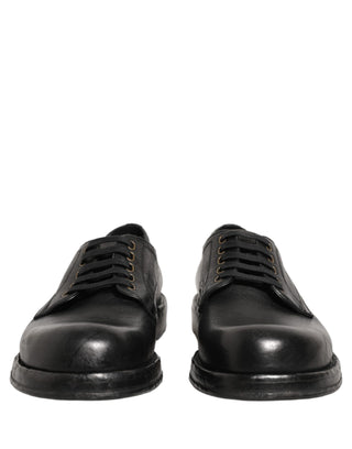 Black Leather Lace Up Derby Dress Men Shoes