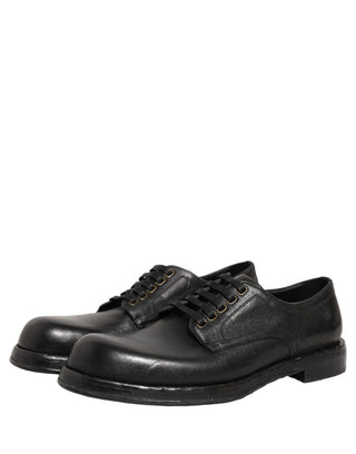 Black Leather Lace Up Derby Dress Men Shoes