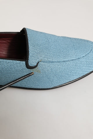 Blue Woven Men Slip On Dress Loafers Shoes