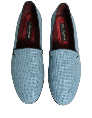Blue Woven Men Slip On Dress Loafers Shoes