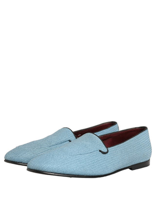 Blue Woven Men Slip On Dress Loafers Shoes