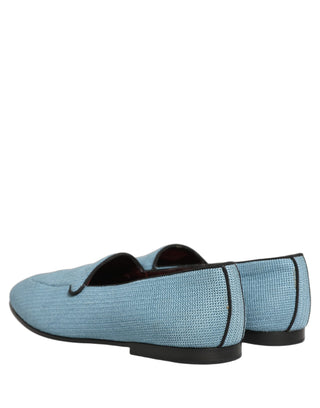 Blue Woven Men Slip On Dress Loafers Shoes