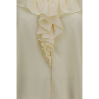 Blusa de seda beige