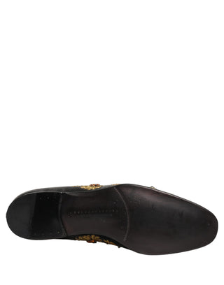 Mocasines de vestir negros con adornos de terciopelo