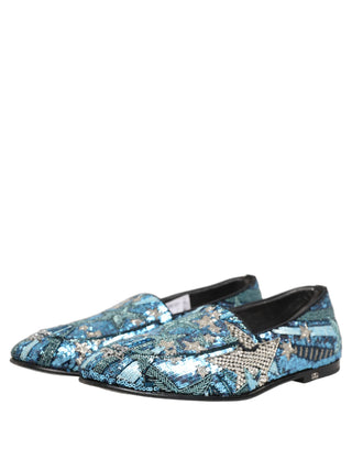 Multicolor Embroidered Sequin Loafers Shoes