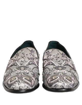 White Sequined Formal Slip On Loafers Shoes