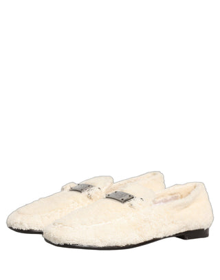 Zapatos mocasines de vestir para hombre con forro de piel blanca  
