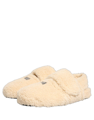 Sandalias planas para hombre con piel sintética beige
