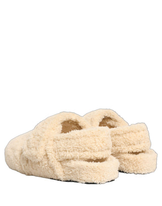 Sandalias planas para hombre con piel sintética beige