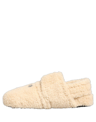Sandalias planas para hombre con piel sintética beige