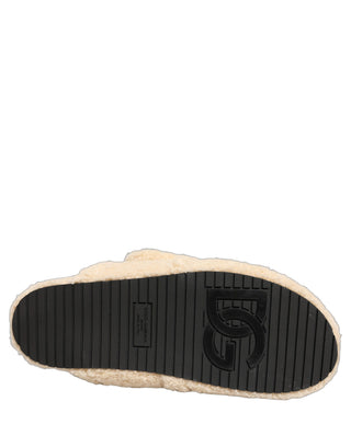 Sandalias planas para hombre con piel sintética beige