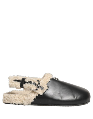 Sandalias con forro de piel sintética beige y negro