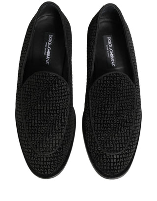 Black Logo Monogram Men Dress Loafers Shoes