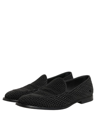 Black Logo Monogram Men Dress Loafers Shoes