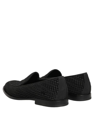 Black Logo Monogram Men Dress Loafers Shoes