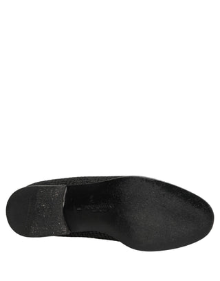 Black Logo Monogram Men Dress Loafers Shoes