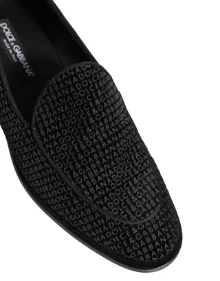Black Logo Monogram Men Dress Loafers Shoes
