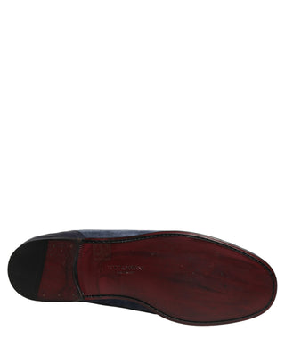 Blue Suede Leather Loafers Moccasins Shoes