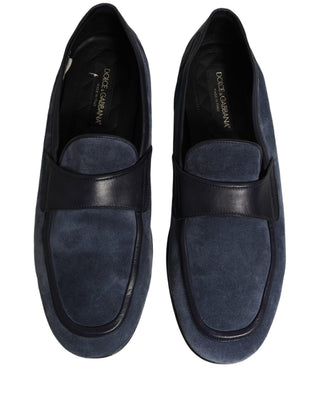 Blue Suede Leather Loafers Moccasins Shoes