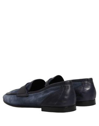 Blue Suede Leather Loafers Moccasins Shoes