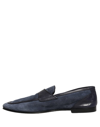 Blue Suede Leather Loafers Moccasins Shoes