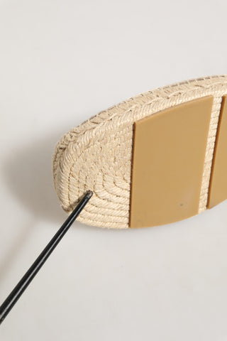 Beige Leather Cutout Logo Espadrilles Shoes