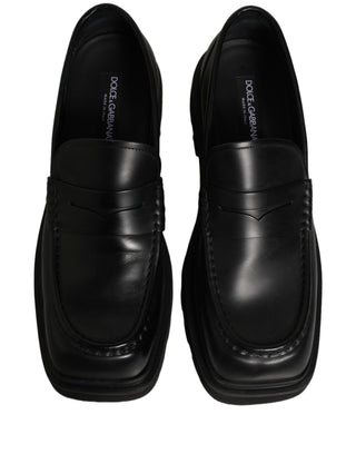 Mocasines de vestir para hombre de cuero de becerro negro