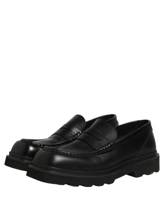Mocasines de vestir para hombre de cuero de becerro negro