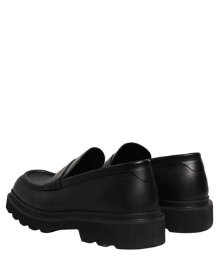 Mocasines de vestir para hombre de cuero de becerro negro