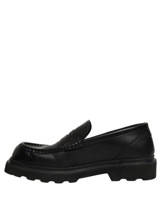 Mocasines de vestir para hombre de cuero de becerro negro