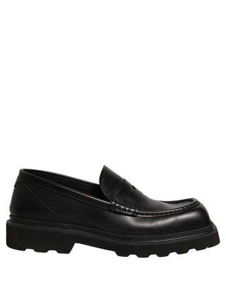 Mocasines de vestir para hombre de cuero de becerro negro