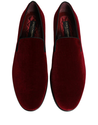Maroon Velvet Slip On Men Dress Loafers Shoes