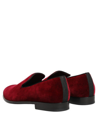 Maroon Velvet Slip On Men Dress Loafers Shoes