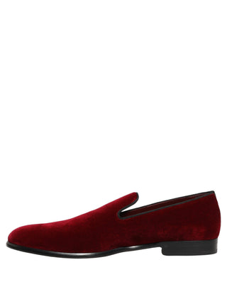 Maroon Velvet Slip On Men Dress Loafers Shoes