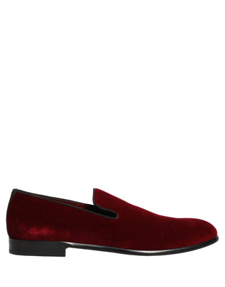 Maroon Velvet Slip On Men Dress Loafers Shoes