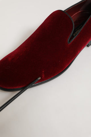 Maroon Velvet Slip On Dress Loafers Shoes