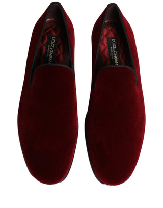 Maroon Velvet Slip On Dress Loafers Shoes