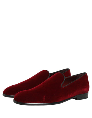 Maroon Velvet Slip On Dress Loafers Shoes