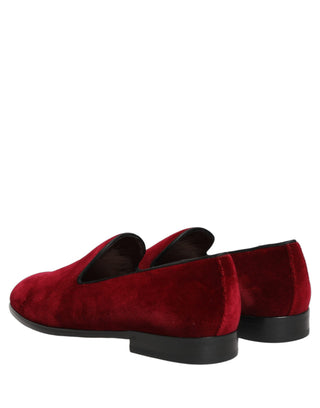Maroon Velvet Slip On Dress Loafers Shoes