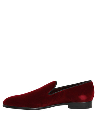 Maroon Velvet Slip On Dress Loafers Shoes
