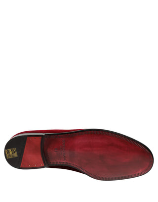 Maroon Velvet Slip On Dress Loafers Shoes