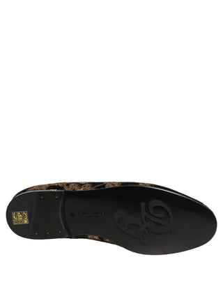 Black Floral Jacquard Dress Loafers Shoes