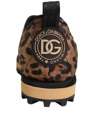 Brown Leopard Print Quilted Men Sneakers Shoes