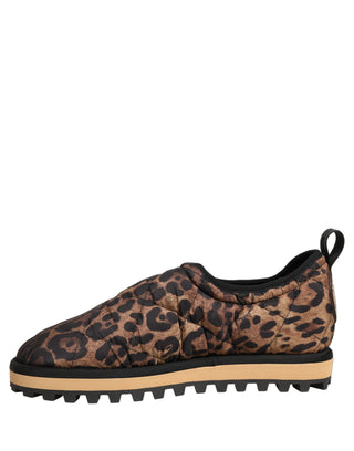 Brown Leopard Print Quilted Men Sneakers Shoes