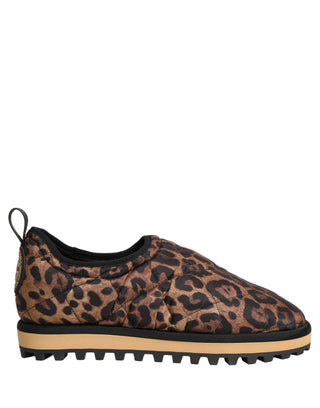 Brown Leopard Print Quilted Men Sneakers Shoes