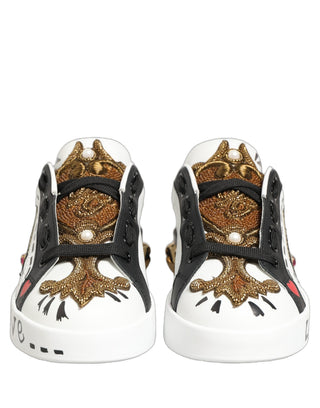 White Gold Studded Portofino Sneakers Shoes