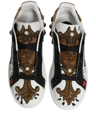 White Gold Studded Portofino Sneakers Shoes