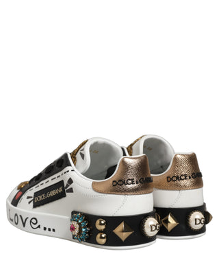 Zapatillas Portofino blancas con tachuelas doradas