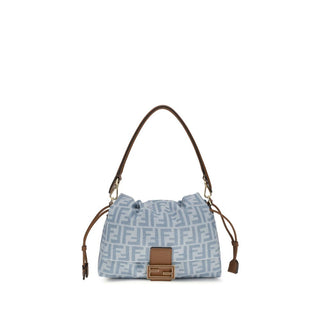 Bolso de hombro azul de algodón