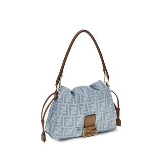 Bolso de hombro azul de algodón